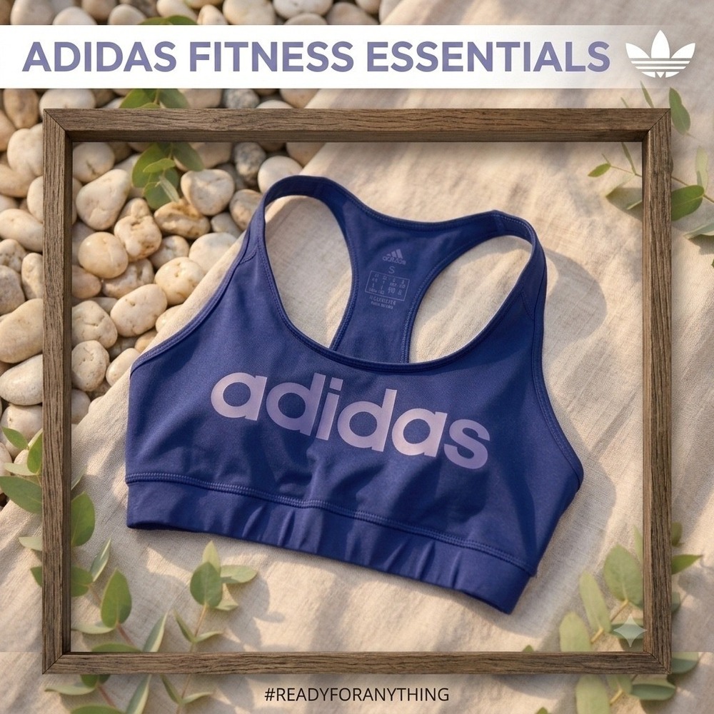 Adidas S Fitness Essentials Sports‎ Bra Navy Blue Purple Logo Racerback Womens